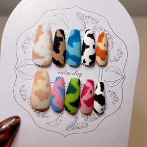 Cow anime nail, acrylic and press on nails, fake nails